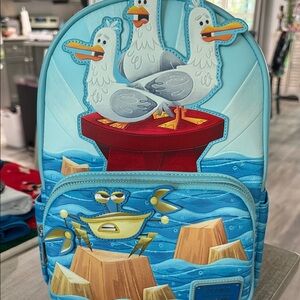 Pixar Loungefly Finding Nemo Blue and Red Seagull Crab Backpack